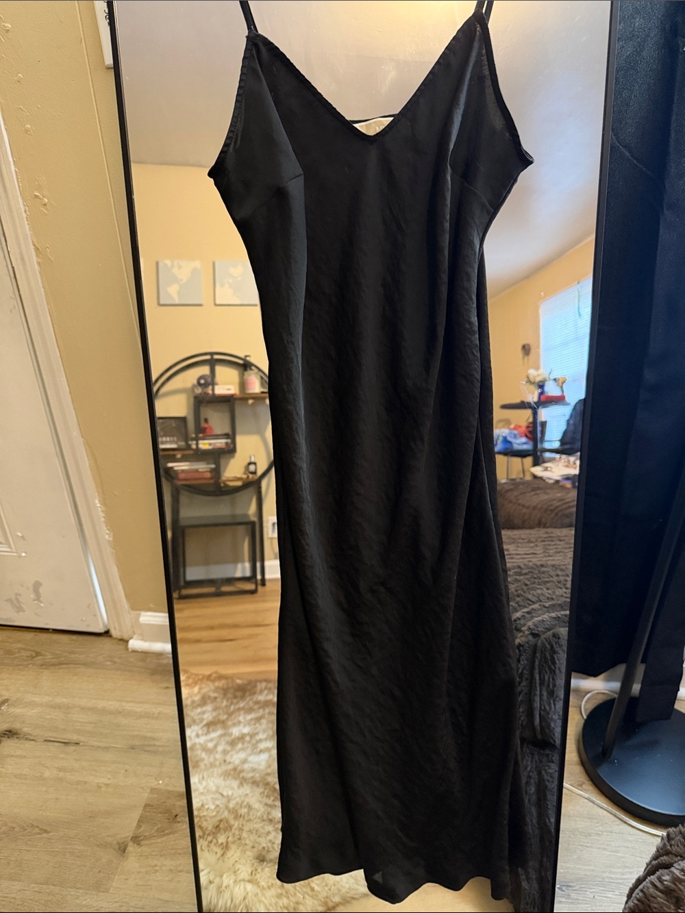 MICHAEL Michael Kors Black Slip Maxi Dress with V-Neck